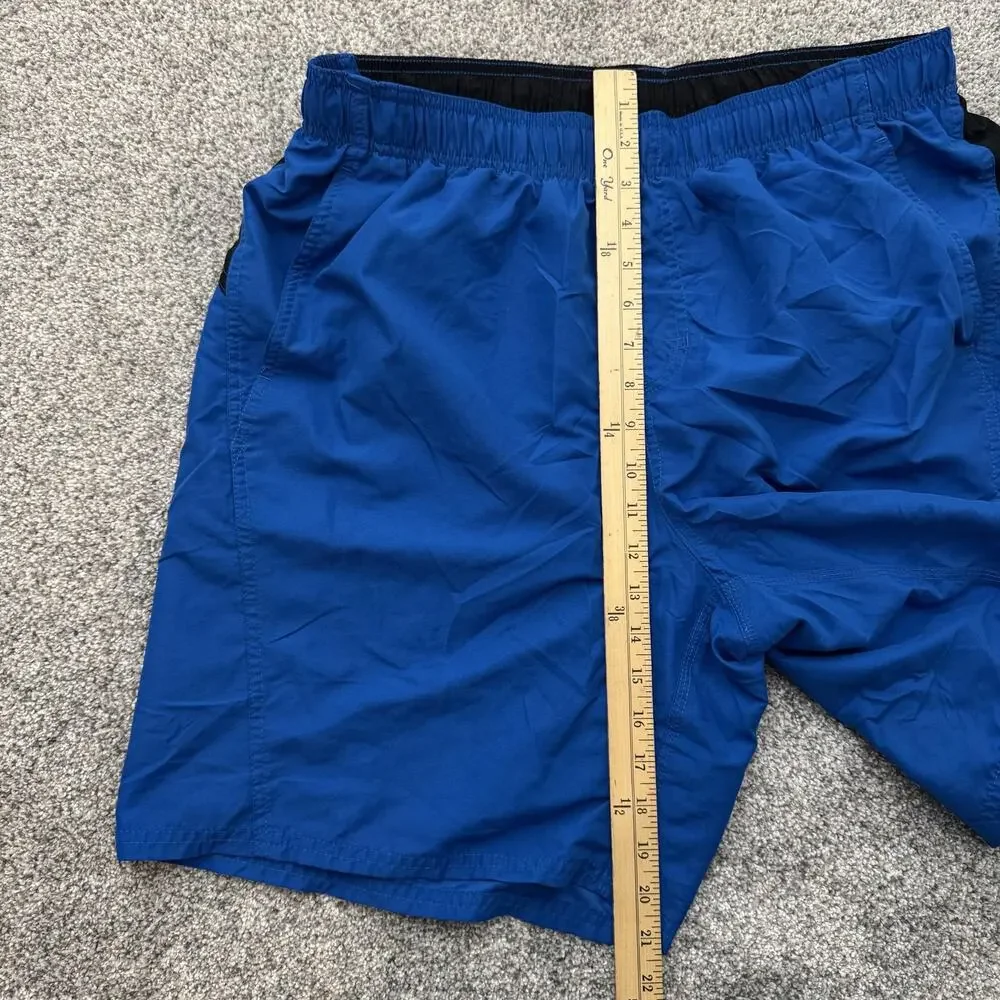Nike Swim Shorts Mens XL Blue Black Mesh Lined Elastic Waist Drawstring Pockets